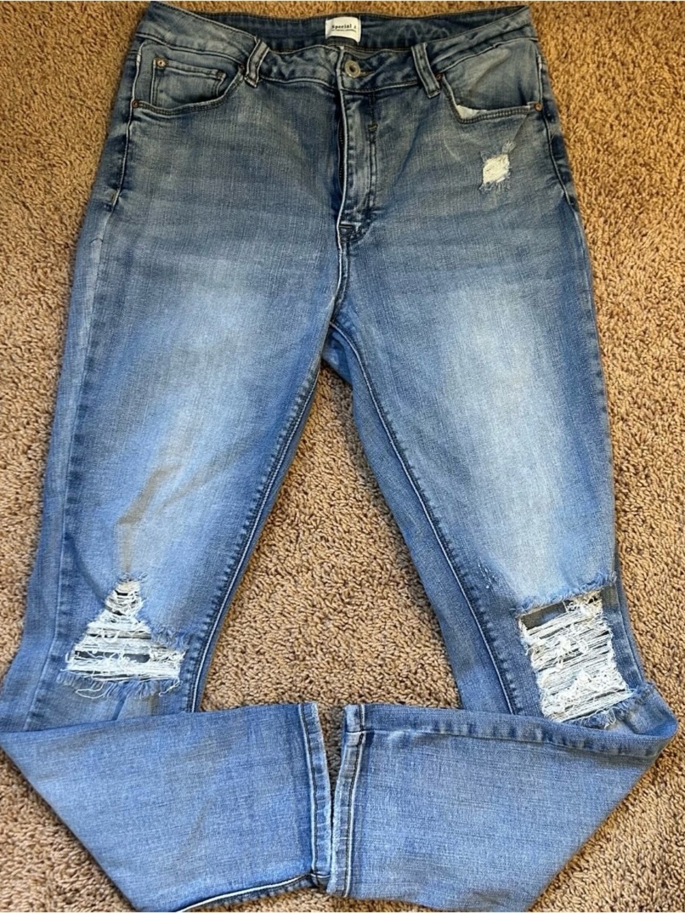 Special A Juniors 13 Distressed Light Wash Cropped Skinny Blue Jeans Casual